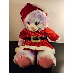 Build A Bear Pastel Swirl Kitty In Santa Claus Dress and Hat - Christmas Kitty